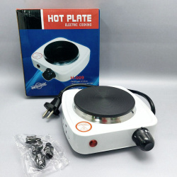 Электрическая настольная плита (одноконфорочная) HOT PLATE H-009 (220V, 500W, световой индикатор, 5 уровней мощности, чугунный диск 105мм), Белый цвет